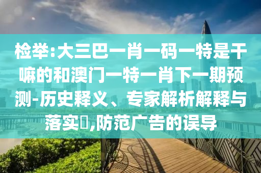 檢舉:大三巴一肖一碼一特是干嘛的和澳門一特一肖下一期預(yù)測-歷史釋義、專家解析解釋與落實?,防范廣告的誤導(dǎo)