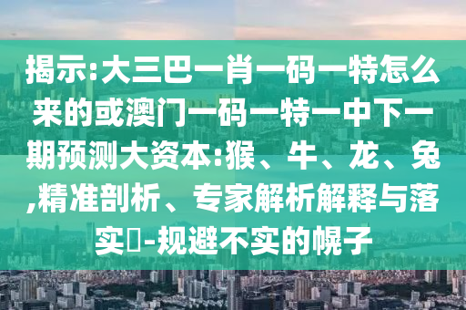 揭示:大三巴一肖一碼一特怎么來的或澳門一碼一特一中下一期預(yù)測大資本:猴、牛、龍、兔,精準剖析、專家解析解釋與落實?-規(guī)避不實的幌子