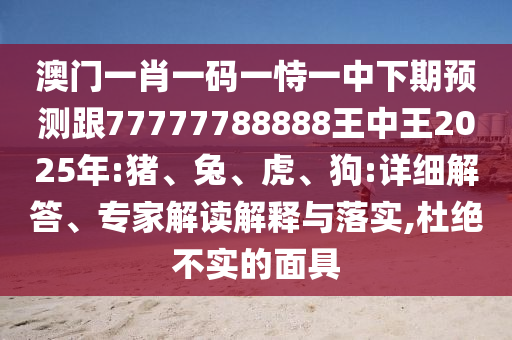 澳門(mén)一肖一碼一恃一中下期預(yù)測(cè)跟77777788888王中王2025年:豬、兔、虎、狗:詳細(xì)解答、專(zhuān)家解讀解釋與落實(shí),杜絕不實(shí)的面具