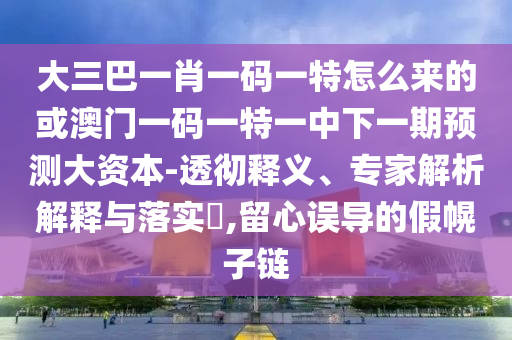 大三巴一肖一碼一特怎么來的或澳門一碼一特一中下一期預(yù)測大資本-透徹釋義、專家解析解釋與落實(shí)?,留心誤導(dǎo)的假幌子鏈