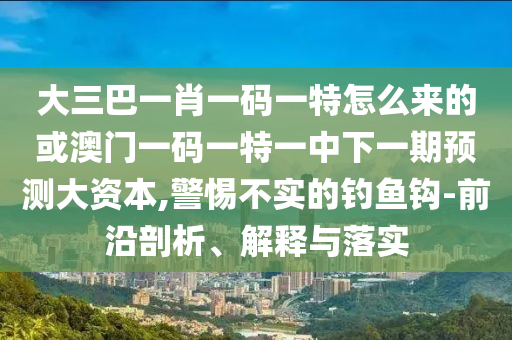 大三巴一肖一碼一特怎么來的或澳門一碼一特一中下一期預(yù)測大資本,警惕不實(shí)的釣魚鉤-前沿剖析、解釋與落實(shí)