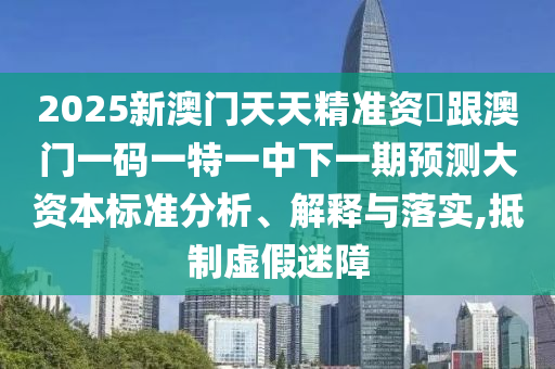 2025新澳門天天精準資枓跟澳門一碼一特一中下一期預測大資本標準分析、解釋與落實,抵制虛假迷障