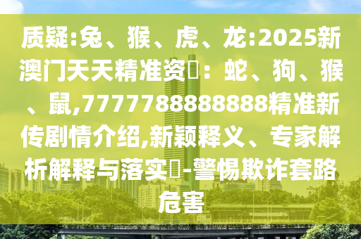 質(zhì)疑:兔、猴、虎、龍:2025新澳門天天精準(zhǔn)資枓：蛇、狗、猴、鼠,7777788888888精準(zhǔn)新傳劇情介紹,新穎釋義、專家解析解釋與落實?-警惕欺詐套路危害