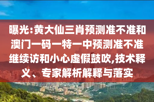 曝光:黃大仙三肖預(yù)測(cè)準(zhǔn)不準(zhǔn)和澳門一碼一特一中預(yù)測(cè)準(zhǔn)不準(zhǔn)繼續(xù)訪和小心虛假鼓吹,技術(shù)釋義、專家解析解釋與落實(shí)