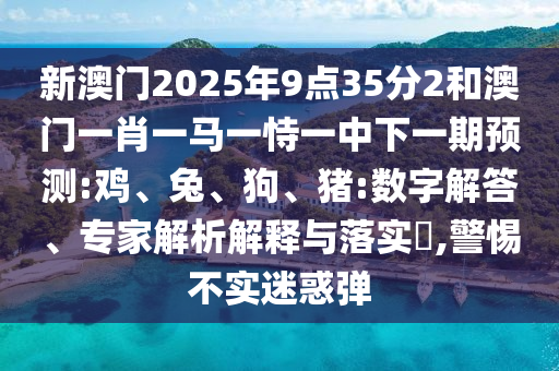 新澳門2025年9點(diǎn)35分2和澳門一肖一馬一恃一中下一期預(yù)測(cè):雞、兔、狗、豬:數(shù)字解答、專家解析解釋與落實(shí)?,警惕不實(shí)迷惑彈