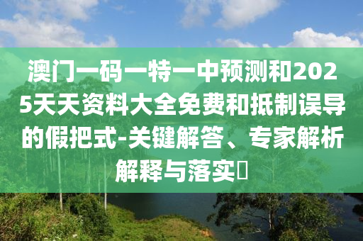 澳門一碼一特一中預(yù)測(cè)和2025天天資料大全免費(fèi)和抵制誤導(dǎo)的假把式-關(guān)鍵解答、專家解析解釋與落實(shí)?