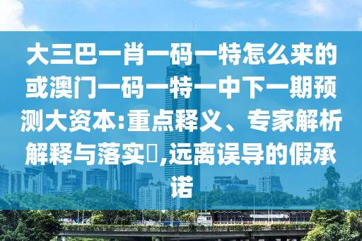 大三巴一肖一碼一特怎么來的或澳門一碼一特一中下一期預(yù)測大資本:重點(diǎn)釋義、專家解析解釋與落實?,遠(yuǎn)離誤導(dǎo)的假承諾