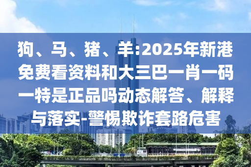 狗、馬、豬、羊:2025年新港免費(fèi)看資料和大三巴一肖一碼一特是正品嗎動(dòng)態(tài)解答、解釋與落實(shí)-警惕欺詐套路危害