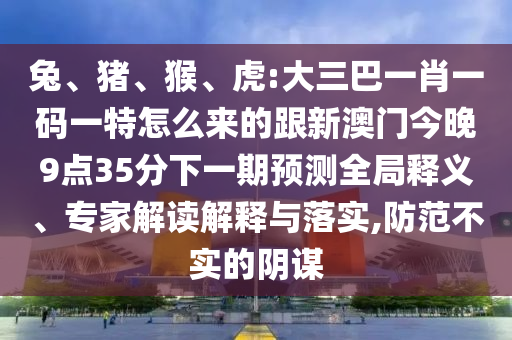 兔、豬、猴、虎:大三巴一肖一碼一特怎么來的跟新澳門今晚9點35分下一期預(yù)測全局釋義、專家解讀解釋與落實,防范不實的陰謀